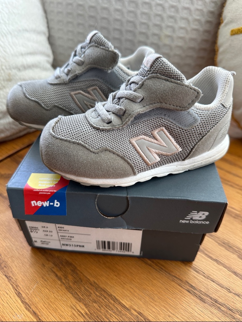 New Balance Kids Gray Velcro & Lace Athletic Sneakers